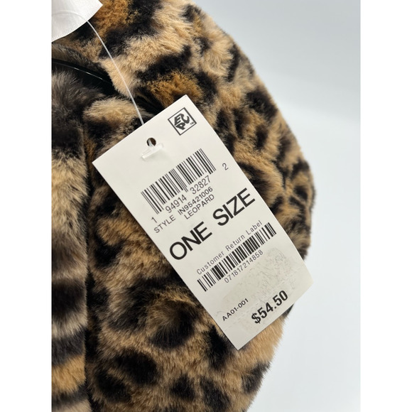 INC International Concepts Womens Pull Through Scarf Brown Leopard Faux Fur New - Picture 7 of 7